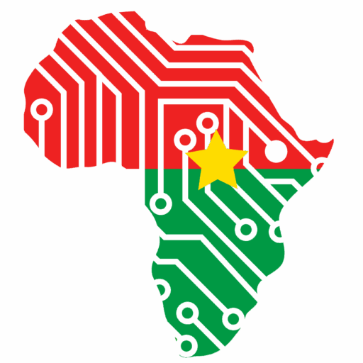 Carte de l'Afrique aux couleurs du drapeau de la Côte d'ivoire, avec des circuits, icône du site Africa digiempower Burkina Faso